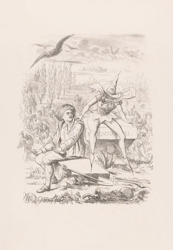 Gabriel Grub is visited by the king of the gnomes as a canvas print