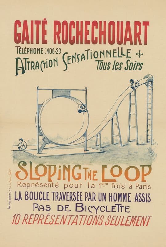 Gaité Rochechouart… Attraction exceptionnelle, tous les soirs… Sloping the Loop as a canvas print