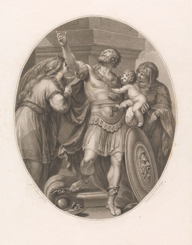 Gaius Marcius Coriolanus, Holding His Son, While His Mother, Volumnia, and Wife, Virgillia, Plead with Him as a canvas print