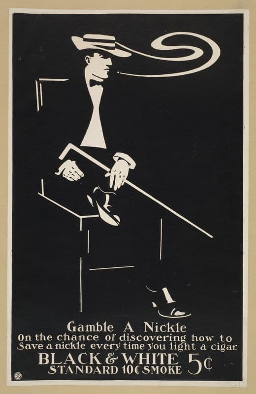 Gamble a nickle. Black & White. (1895 - 1917) as a canvas print