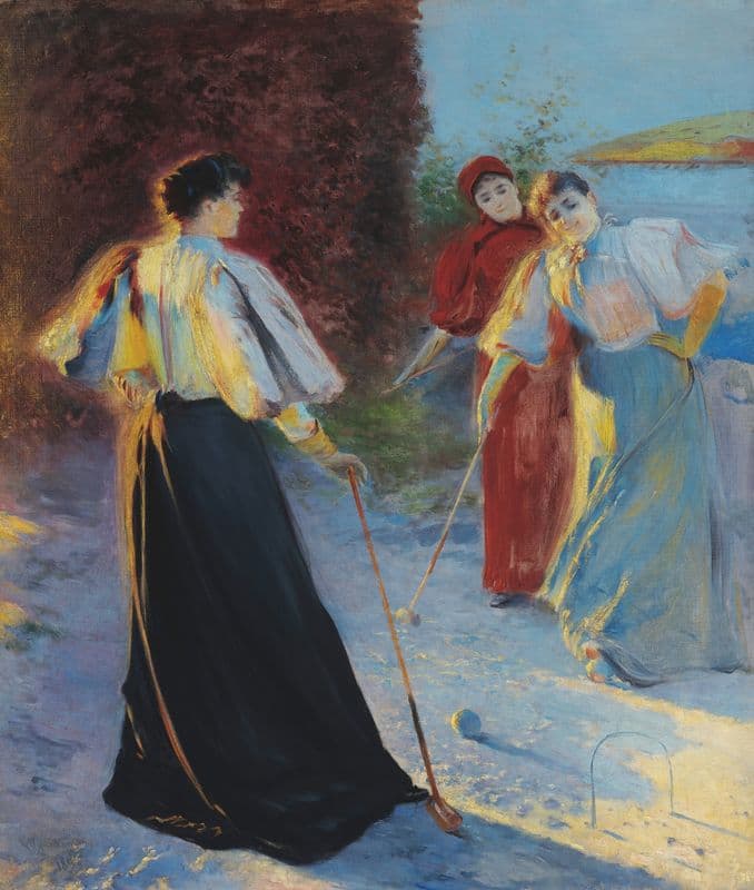 Game of croquet as a canvas print