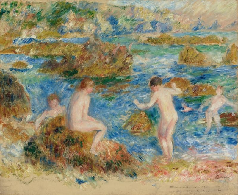 Garçons Nus Dans Les Rochers À Guernsey as a canvas print
