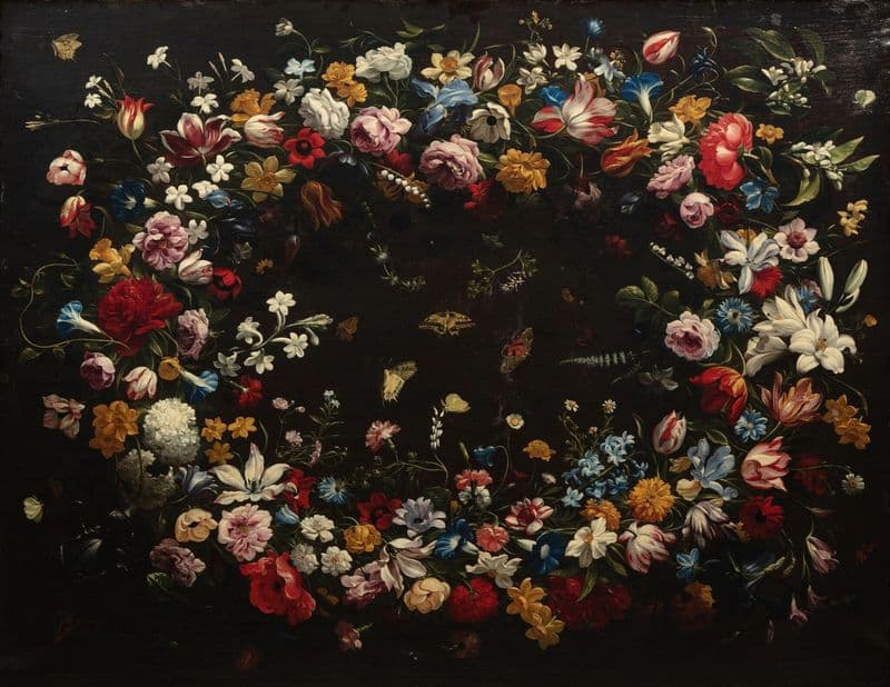 Garland of flowers as a canvas print