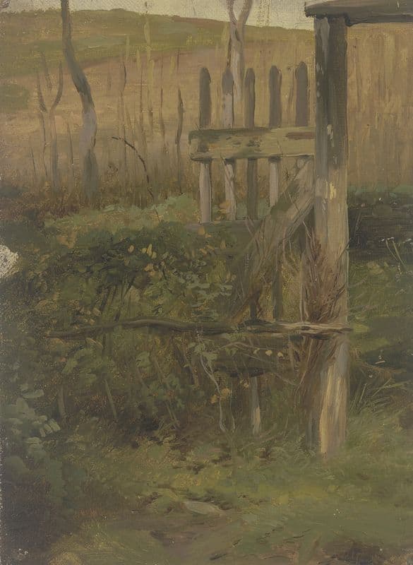 Gartentor aufs Feld führend as a canvas print