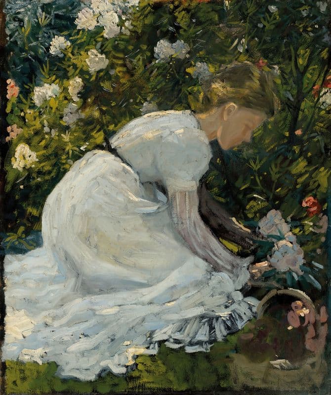 Gathering flowers as a canvas print