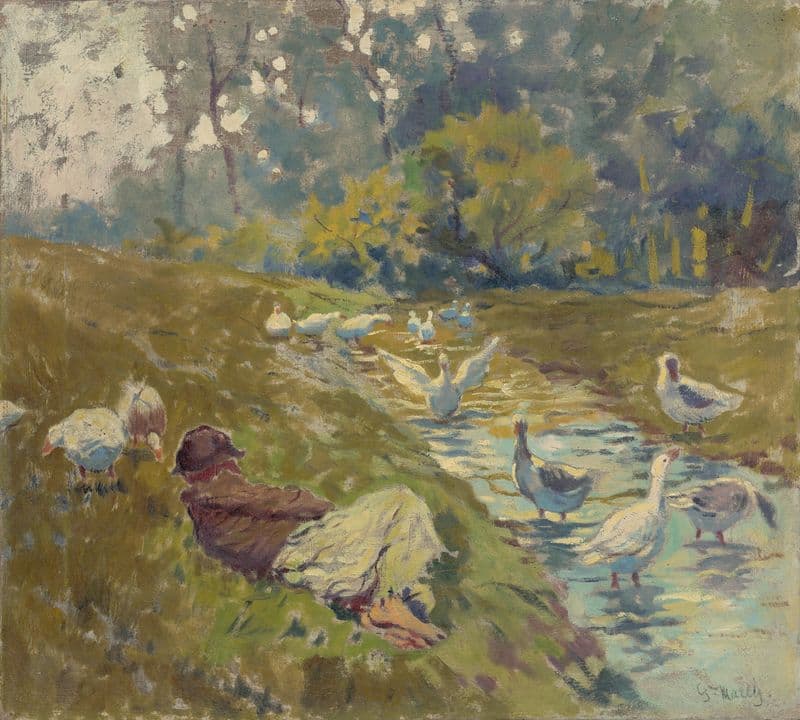 Geese Herder as a canvas print