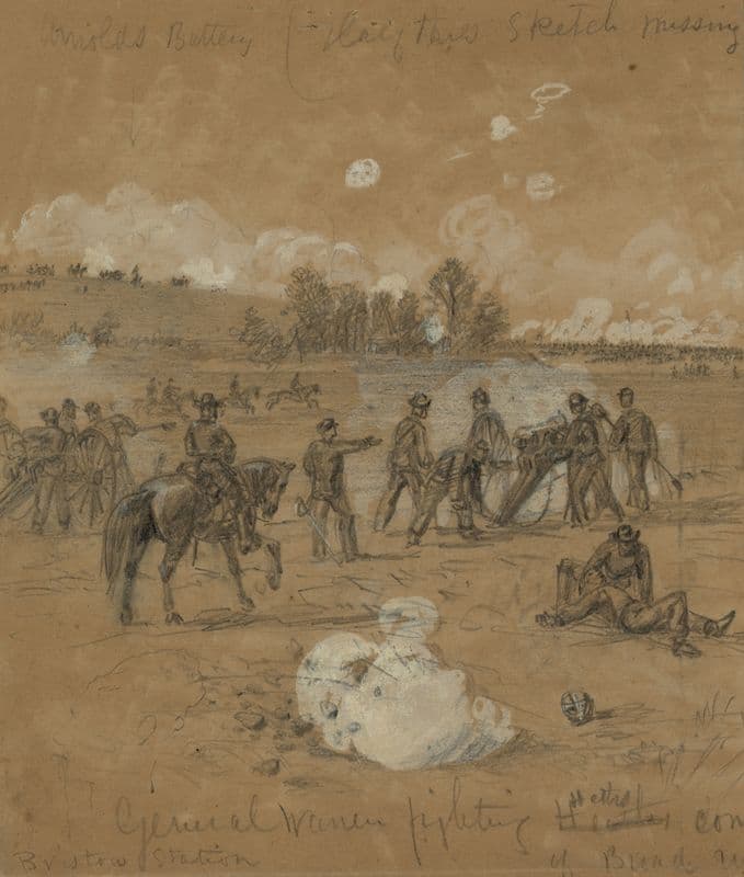 General Warren fighting at Bristoe station as a canvas print
