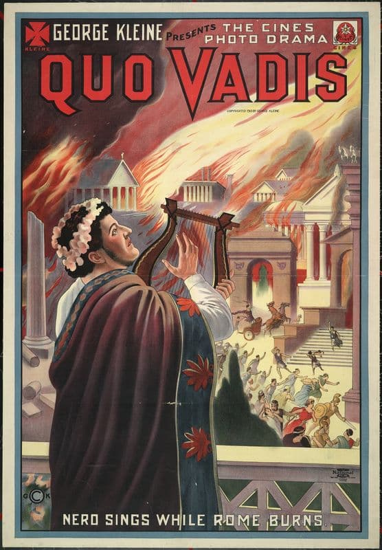 George Kleine presents the Cines photo drama Quo Vadis Nero sings while Rome burns as a canvas print