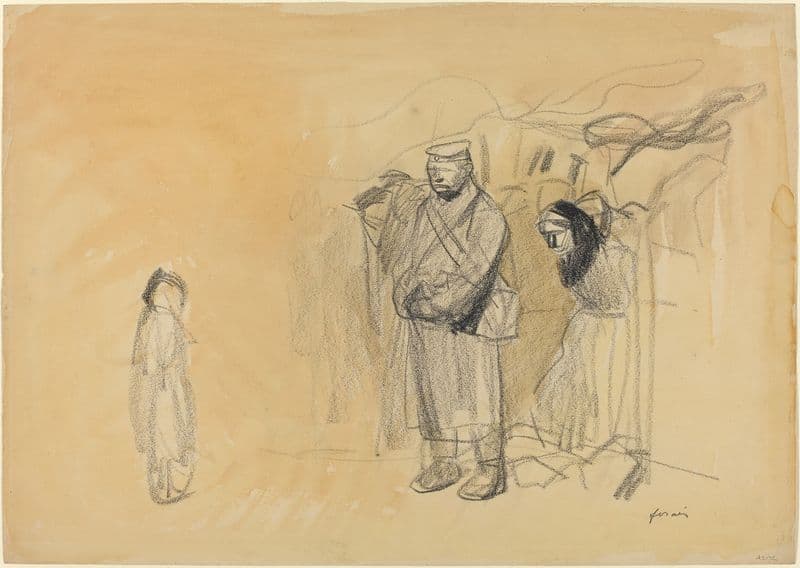 German Soldiers and French Child (c. 1914-1919) as a canvas print