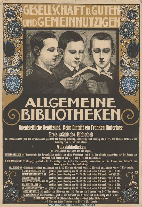 Gesellschaft d. Guten und Gemeinnützigen, Allgemeine Bibliotheken (circa 1902) as a canvas print
