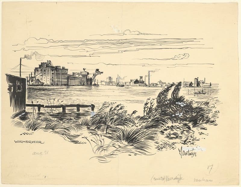 Gezicht op Wormerveer met op de achtergrond de zeepfabriek De Adelaar. as a canvas print