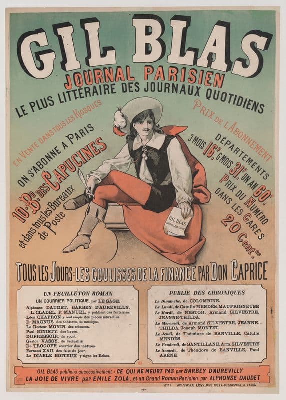 Gil Blas, journal parisien, le plus littéraire des journaux quotidiens as a canvas print