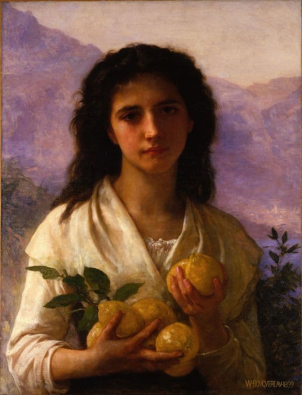 Girl Holding Lemons as a canvas print