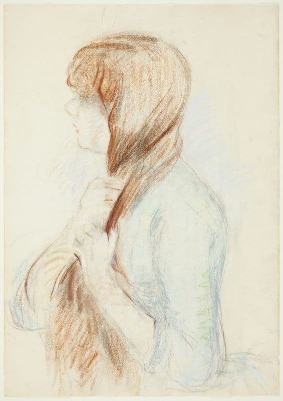 Girl Plaiting her Hair (La Natte) as a canvas print