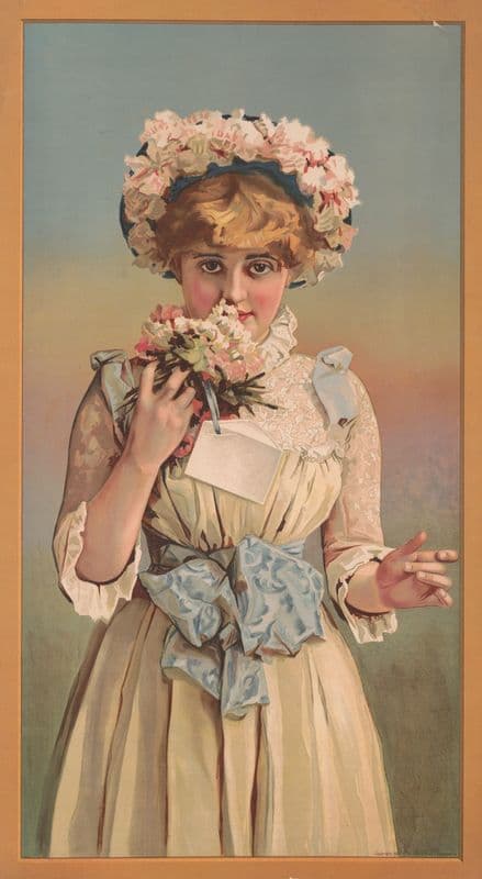 Girl smelling corsage as a canvas print