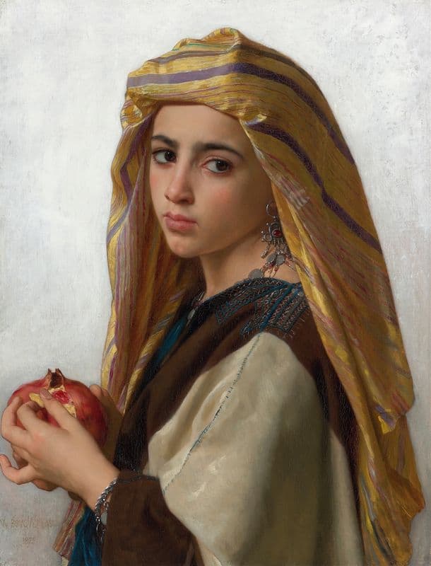 Girl with a pomegranate as a canvas print