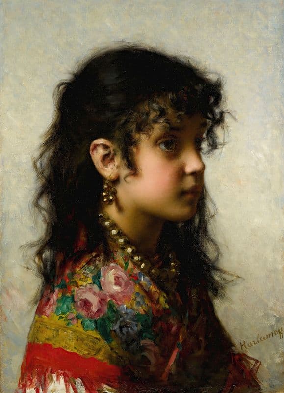 Girl With Brass Necklace as a canvas print
