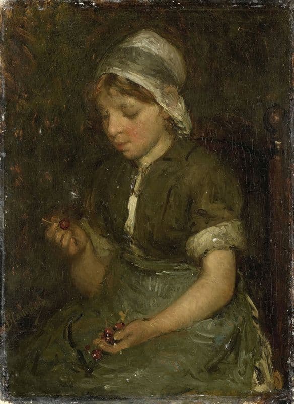 Girl with Cherries (c. 1860 - c. 1914) as a canvas print
