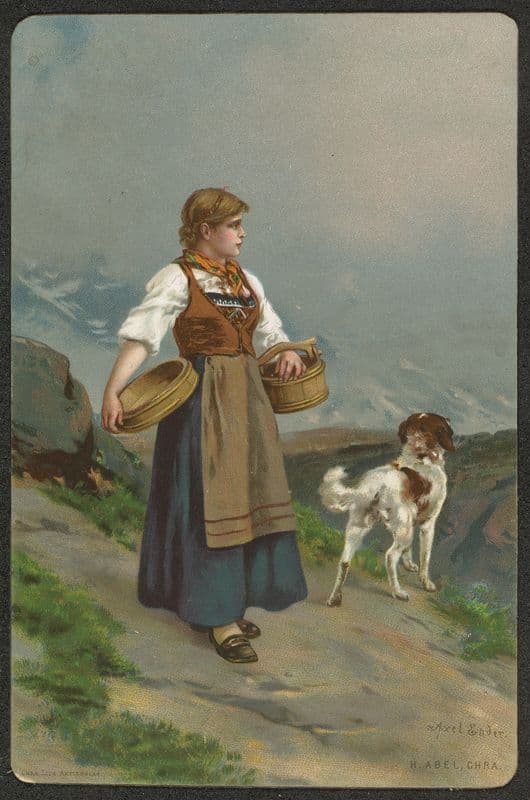 Girl with dog as a canvas print