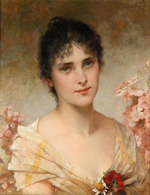 Girl with flowers (Mädchen mit Blumen) as a canvas print