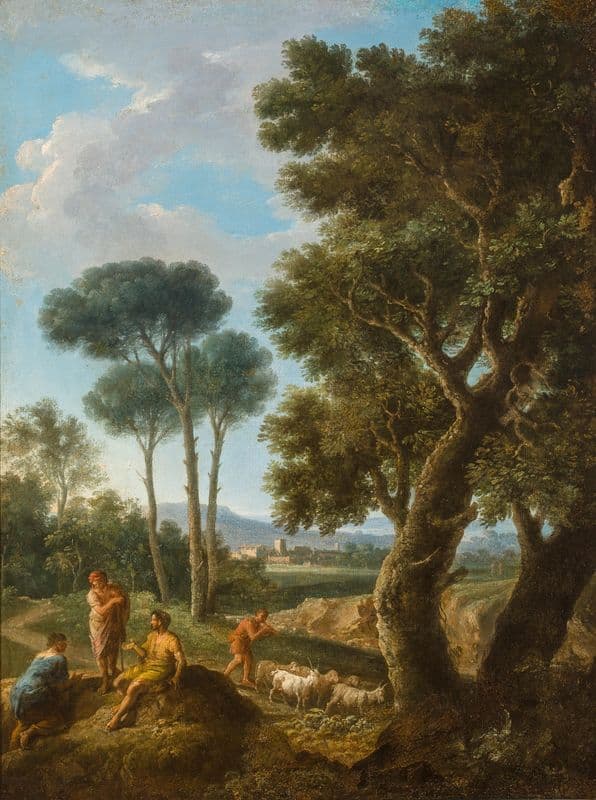 Goat herders in an Italianate landscape as a canvas print