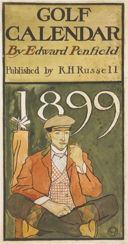 Golfer seated by clubs as a canvas print