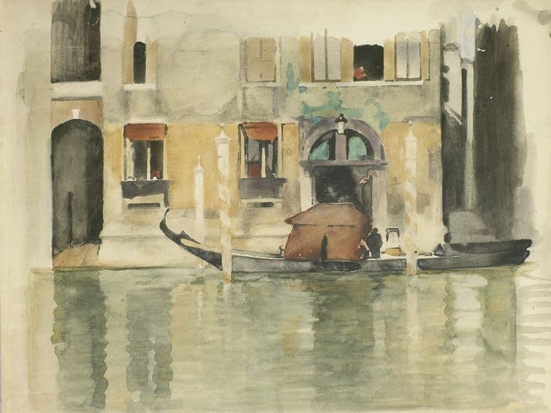 Gondel voor een Venetiaans huis (1870 - 1923) as a canvas print