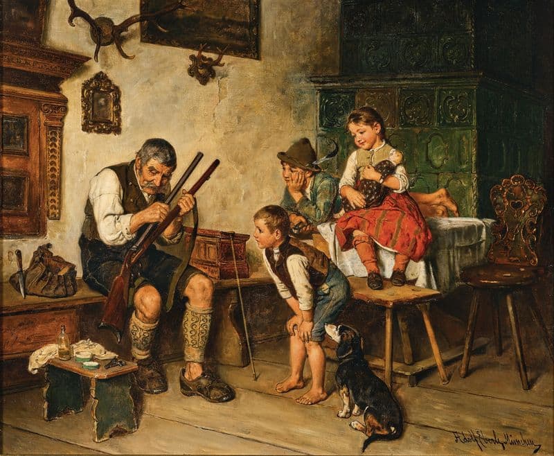 Grandfather Preparing for the Hunt as a canvas print