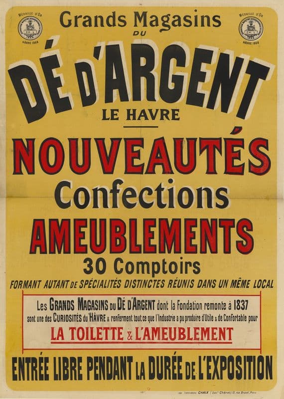 Grands magasins du Dé d’argent, Le Havre, nouveautés, confections, ameublements as a canvas print
