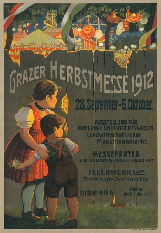 Grazer Herbstmesse 1912. Ausstellung für modernes Unterrichtswesen. Landwirtschaftlicher Maschinenmarkt as a canvas print