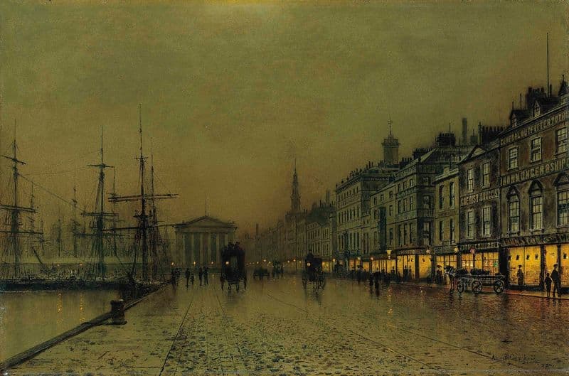 Greenock dockside by night as a canvas print