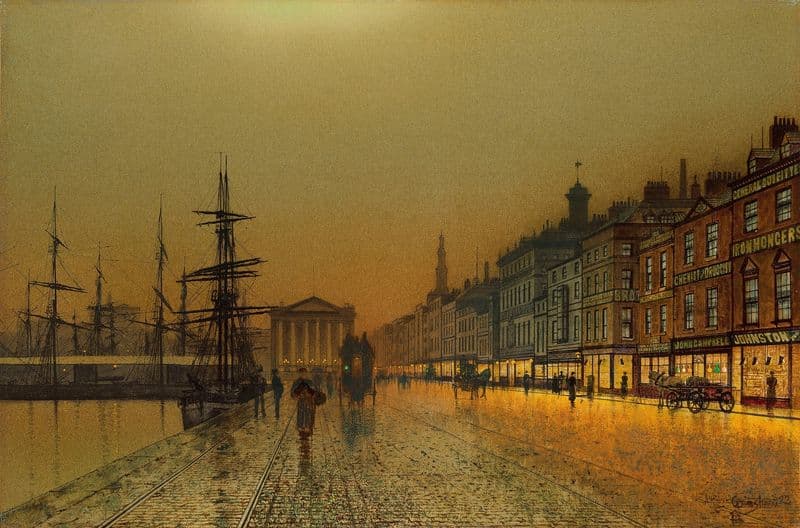 Greenock Harbour at night as a canvas print