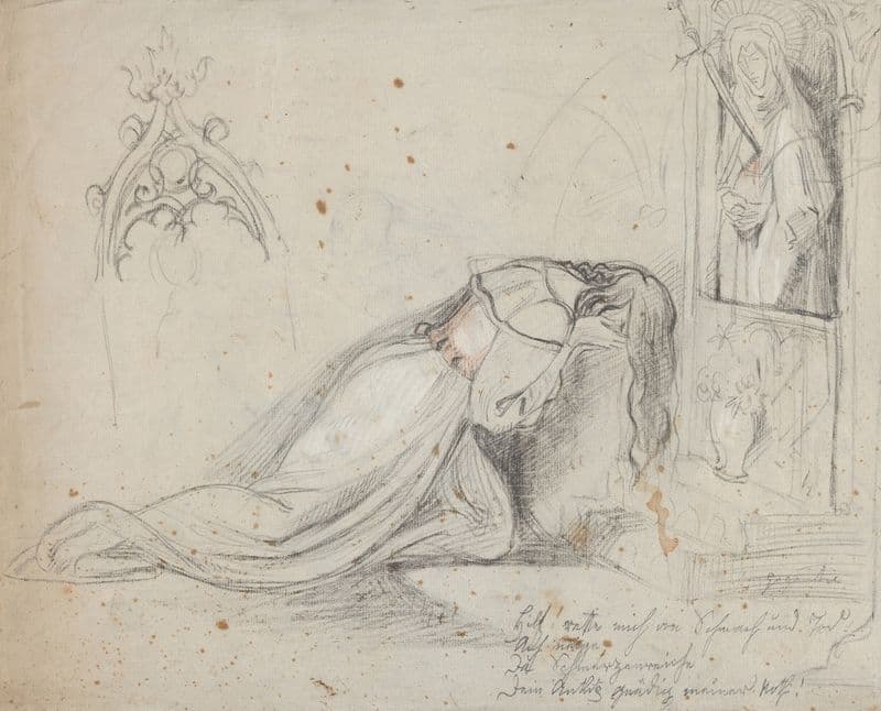 Gretchen in Prayer before a Statue of the Mater Dolorosa (1828–31) as a canvas print