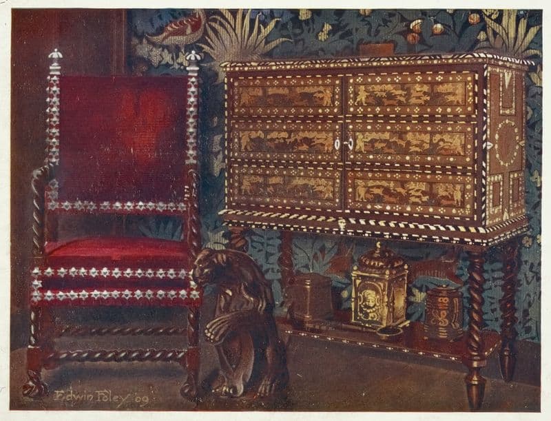 Group of late sixteenth-century continental furniture (1910 - 1911) as a canvas print