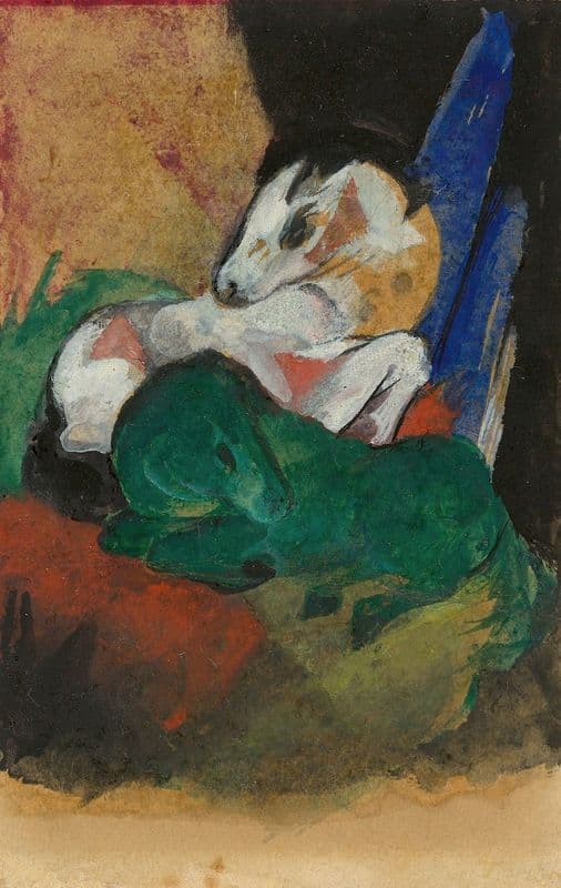 Grünes und weißes Pferd as a canvas print