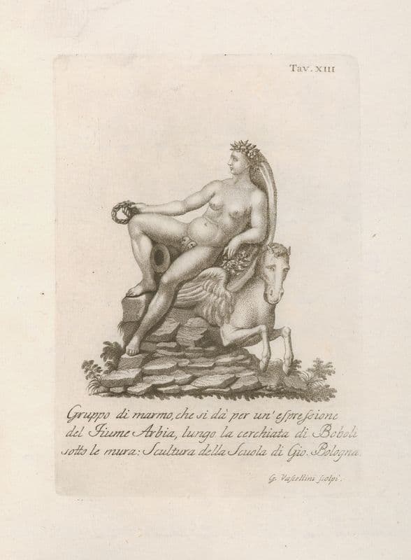 Gruppo di marmo, che si da’per un’esprefione del Fiume Arbia, lungo la cerchiata di Boboli sotto le muva as a canvas print