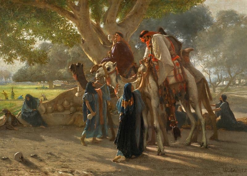 Halt By The Well as a canvas print