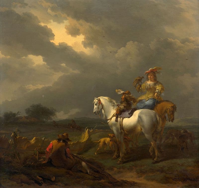 Halt of falcon hunt as a canvas print