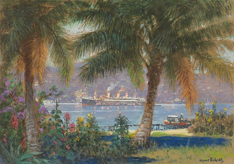 Hapag Dampfer ‘Reliance’ vor Jamaica (Ca. 1928) as a canvas print