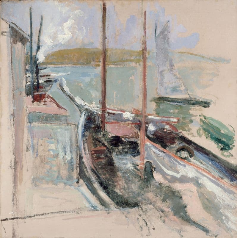 Harbor Scene (circa 1900) as a canvas print