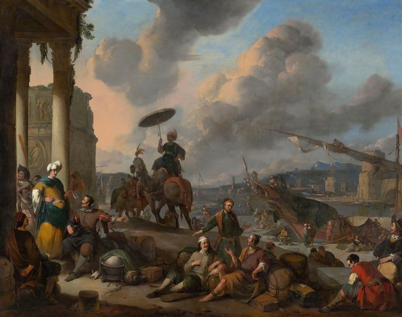 Harbour on the Mediterranean as a canvas print