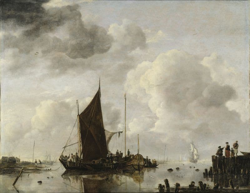 Harbour Scene with Reflecting Water as a canvas print