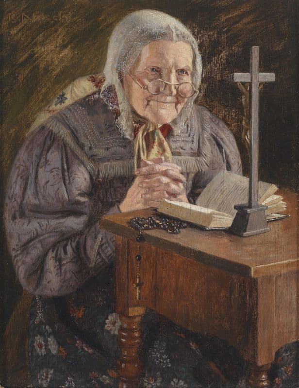 Hausandacht einer Schlesierin aus der Neisser Gegend as a canvas print