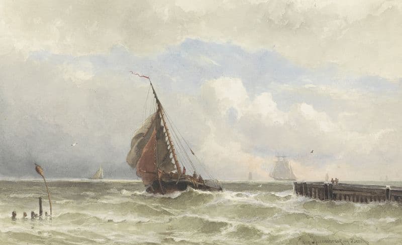 Haven van Vlissingen, met inkomende zeilschip (1838 - 1894) as a canvas print