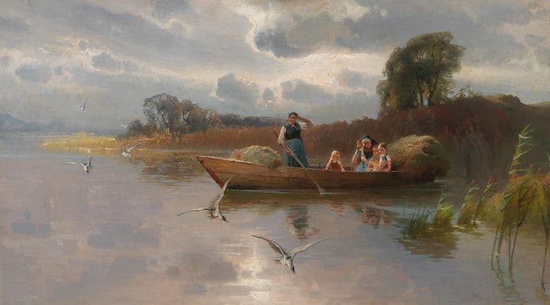 Hay Boat on Lake Chiemsee as a canvas print