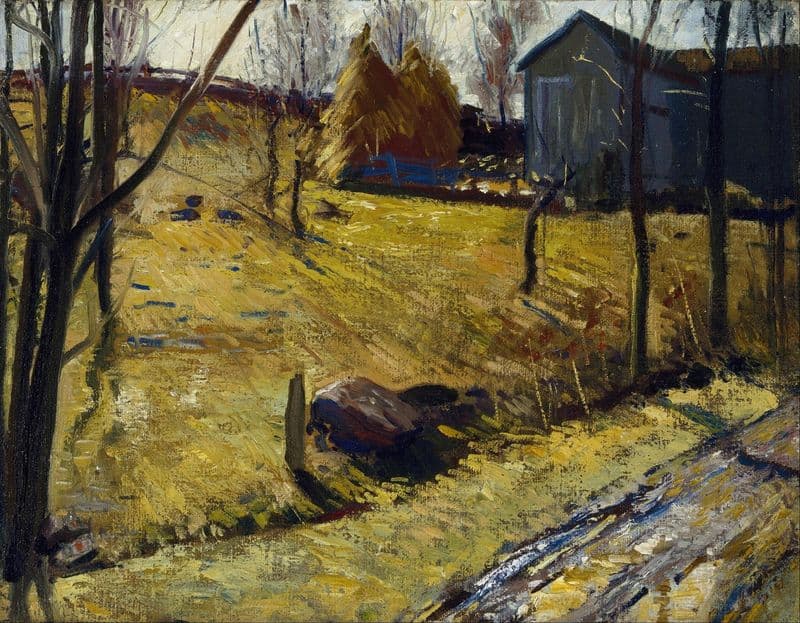 Haystacks and Barn as a canvas print