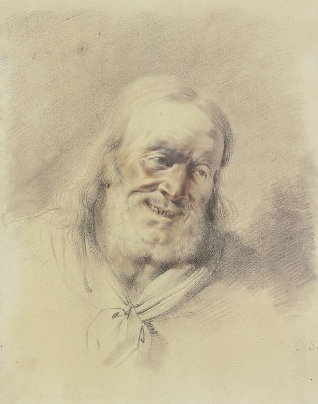 Head of a laughing old man as a canvas print