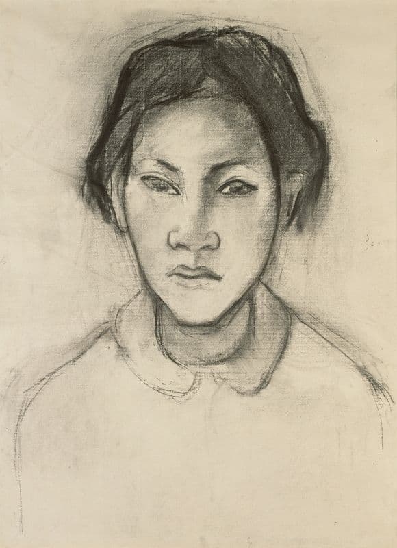 Head of a Tahitian Woman as a canvas print