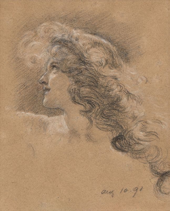 Head study for ‘The Cave of the Storm Nymphs’ as a canvas print