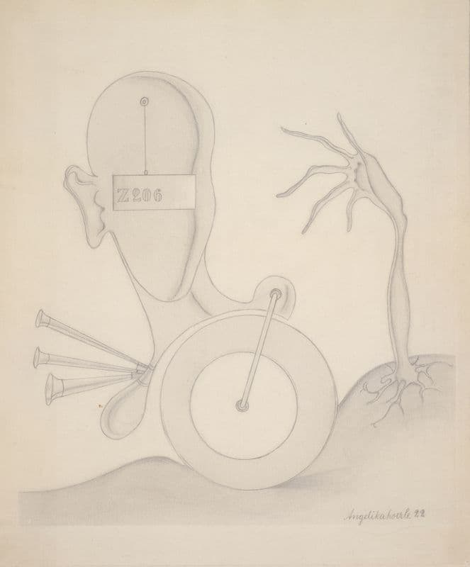 Head with Sign, Hand, Wheel, and Auto Horn as a canvas print